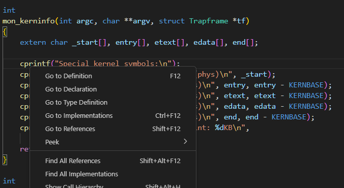 Demonstration of go-to definition functionality